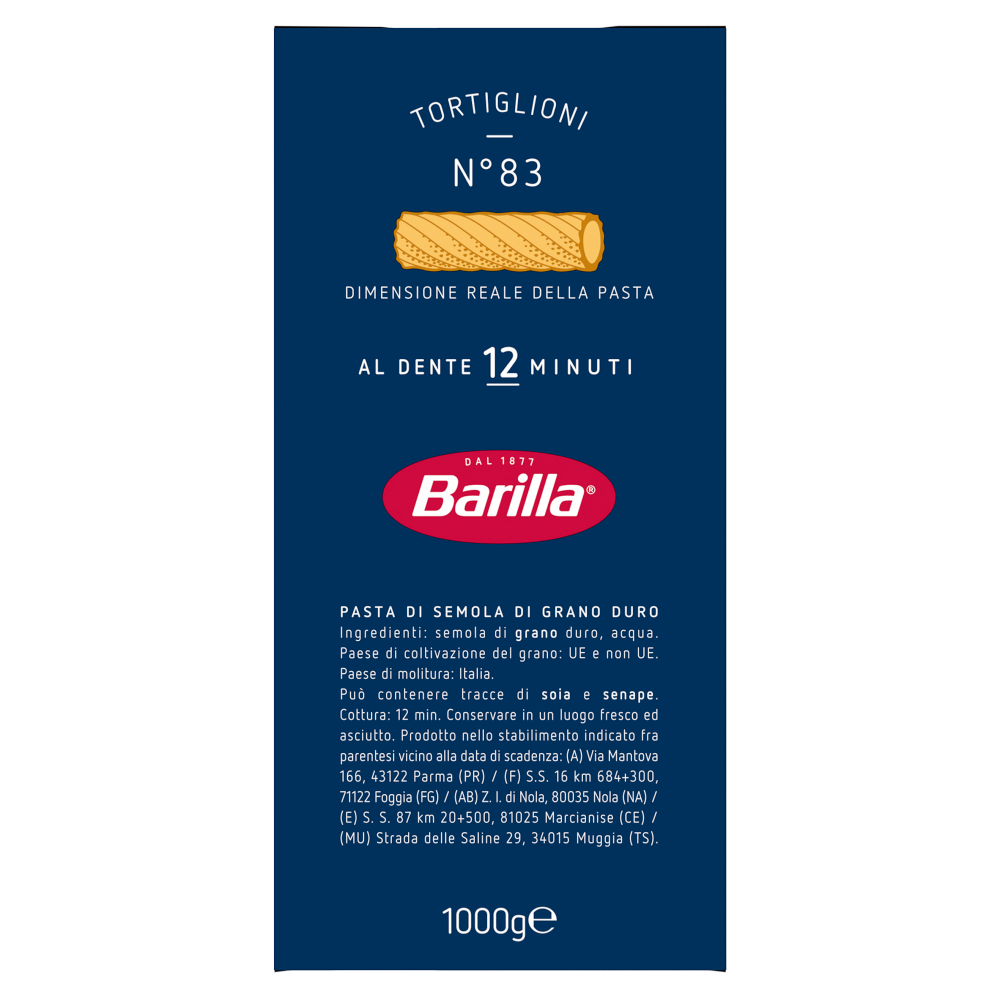 Barilla Pasta Tortiglioni n.83 1Kg