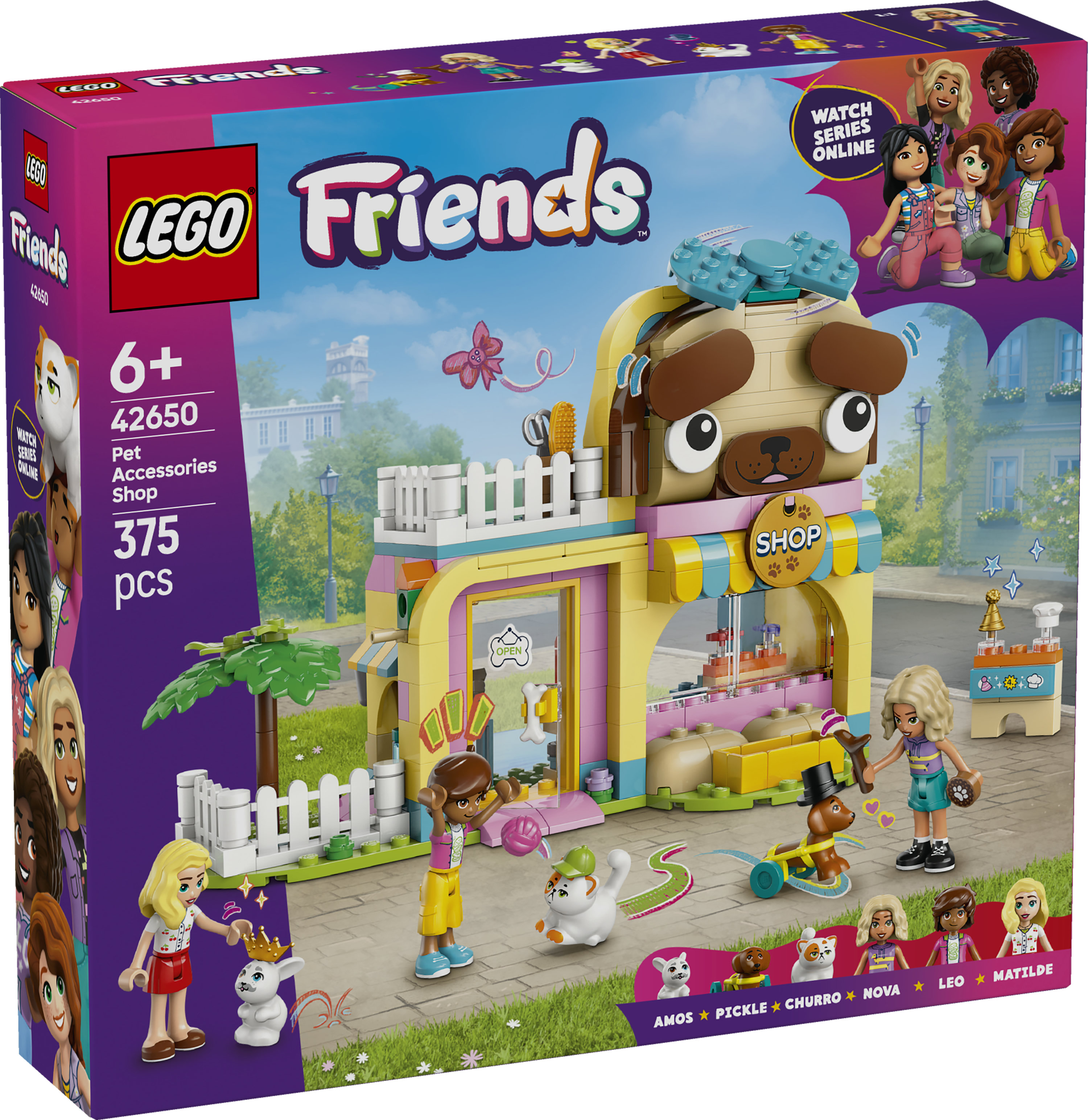 LEGO Friends 42650 Pet Shop, Giochi per Abilit&agrave; Sociali e Cura Animali per Bambine e Bambini 6+ con Coniglio, Cane e Gatto