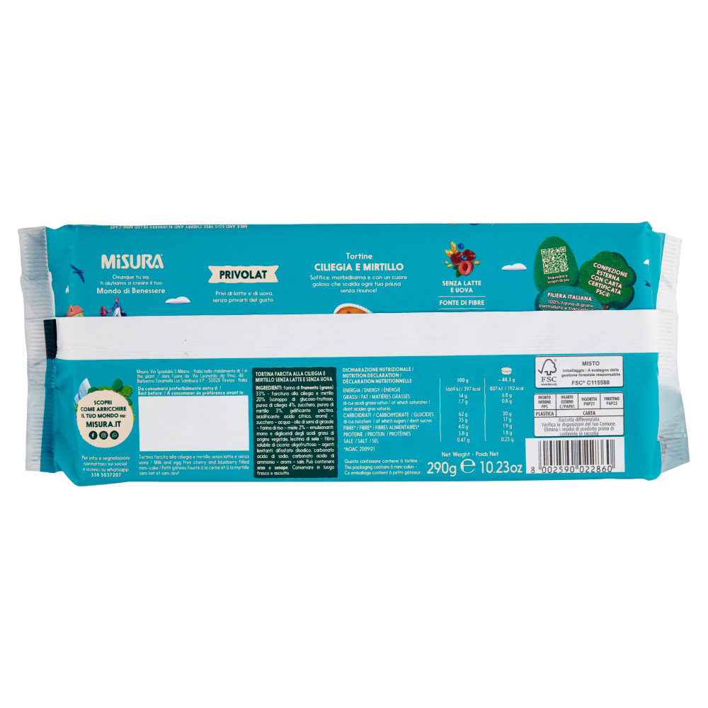 Misura Privolat 6 Tortine Ciliegia e Mirtillo 290 g