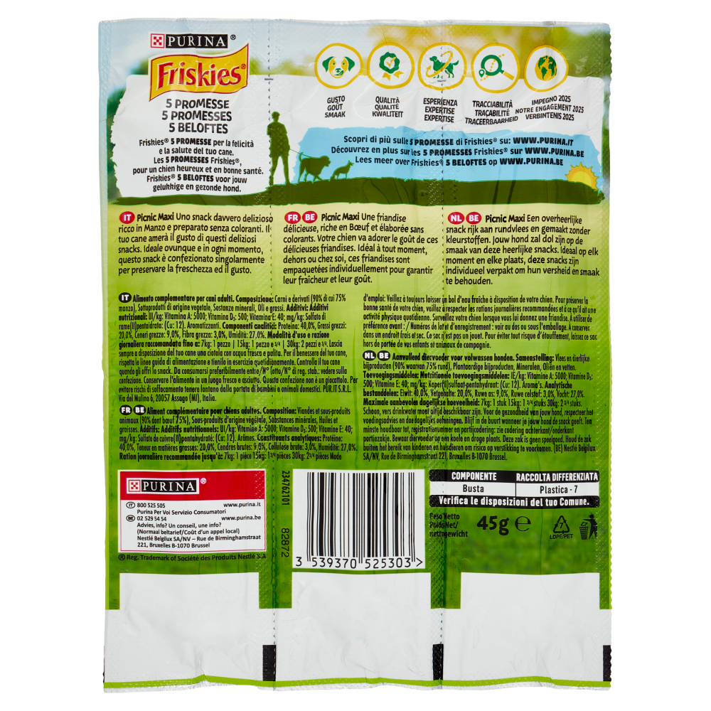 PURINA FRISKIES Picnic Maxi Manzo 3 snack 45 g