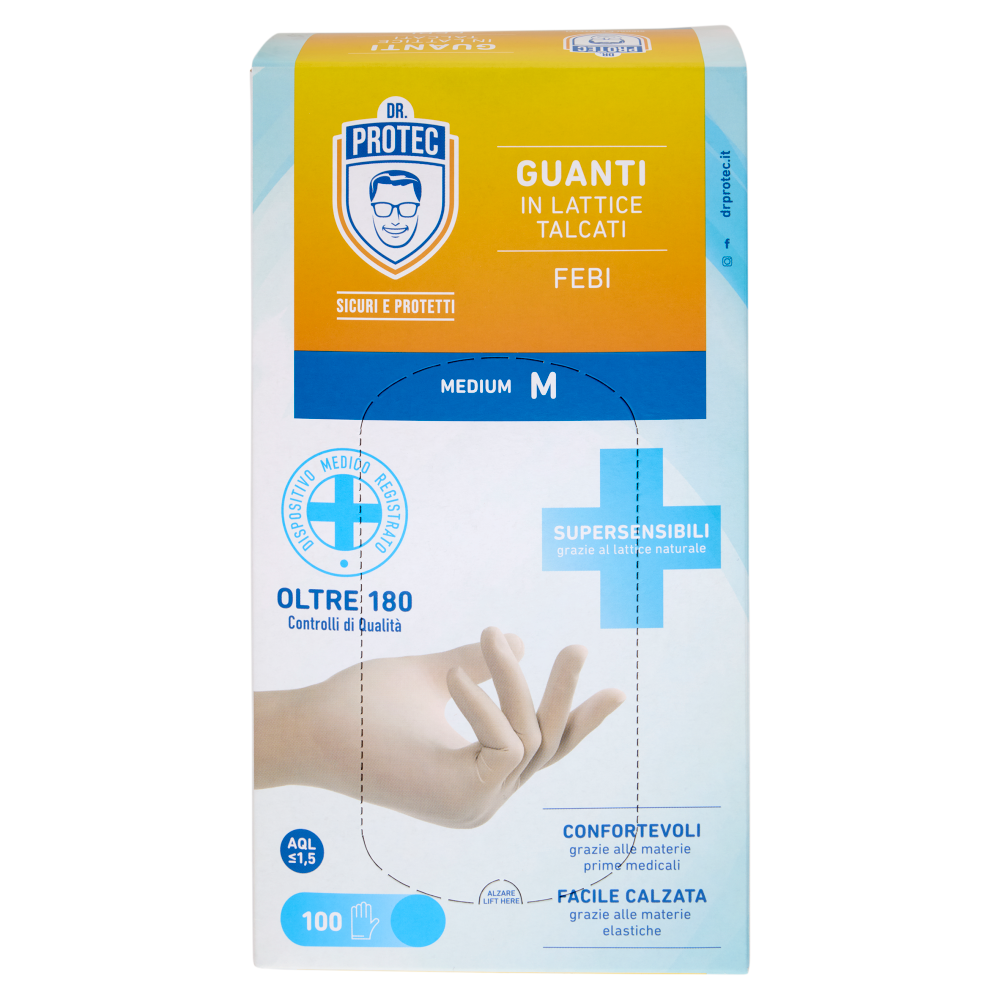 Dr. Protec Guanti in Lattice Talcati Febi Medium M 100 pz