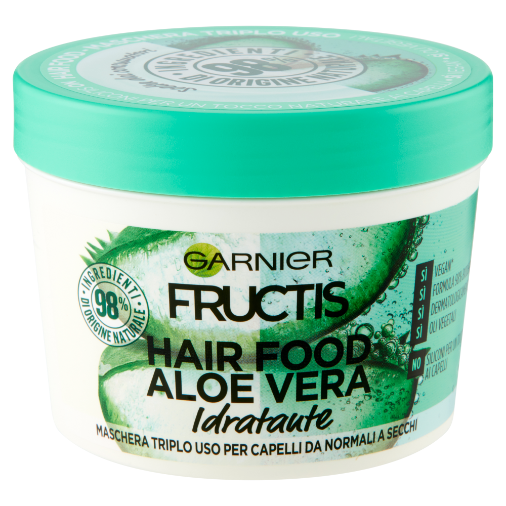 Garnier Maschera Idratante Fructis Hair Food, 3 in 1, Capelli Normali, Aloe