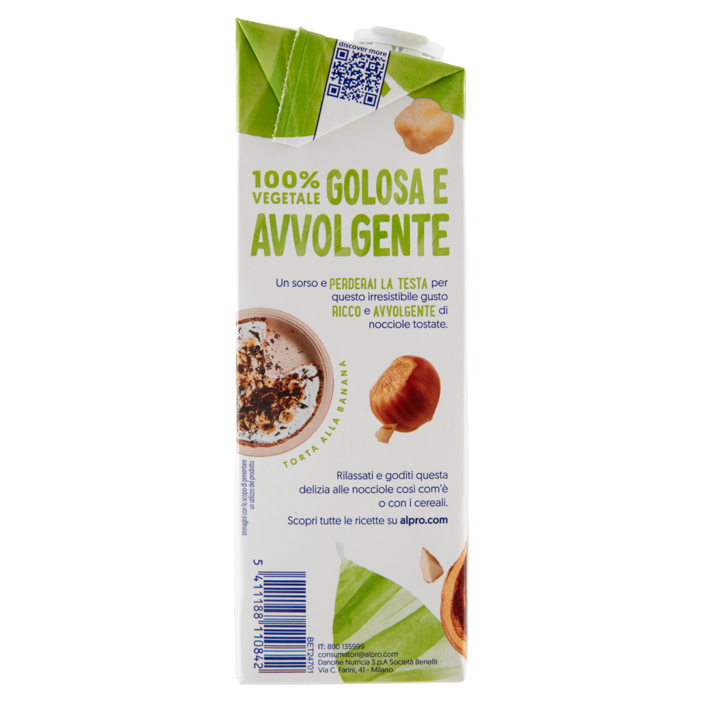 Alpro Classico Nocciola, Bevanda 100% Vegetale, Basso Contenuto di grassi, Senza Lattosio, 1l