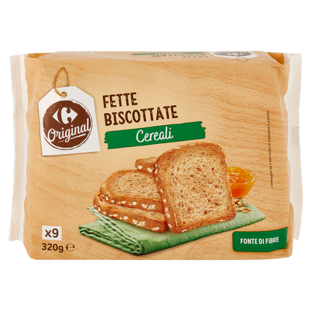 Carrefour Original Fette Biscottate Cereali 9 Monoporzioni 320 g