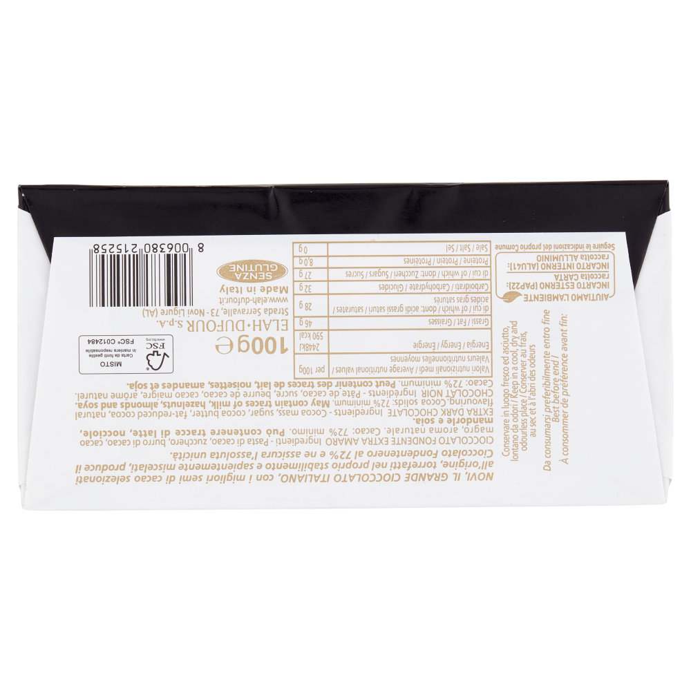 Novi Fondentenero Cioccolato Fondente Extra Amaro 100 g