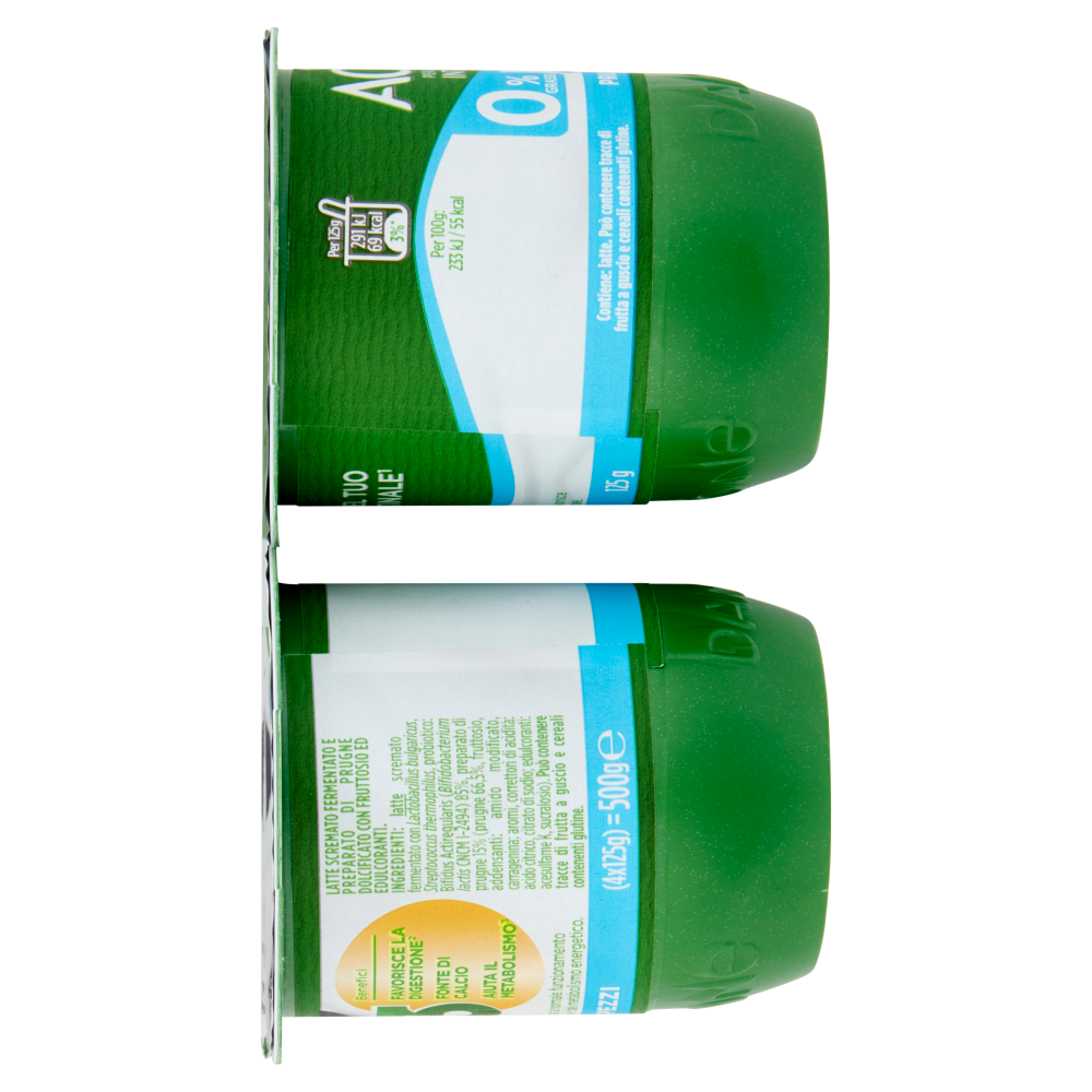 ACTIVIA Yogurt con Probiotico Bifidus, 0% Grassi, gusto Prugna, 4x125g