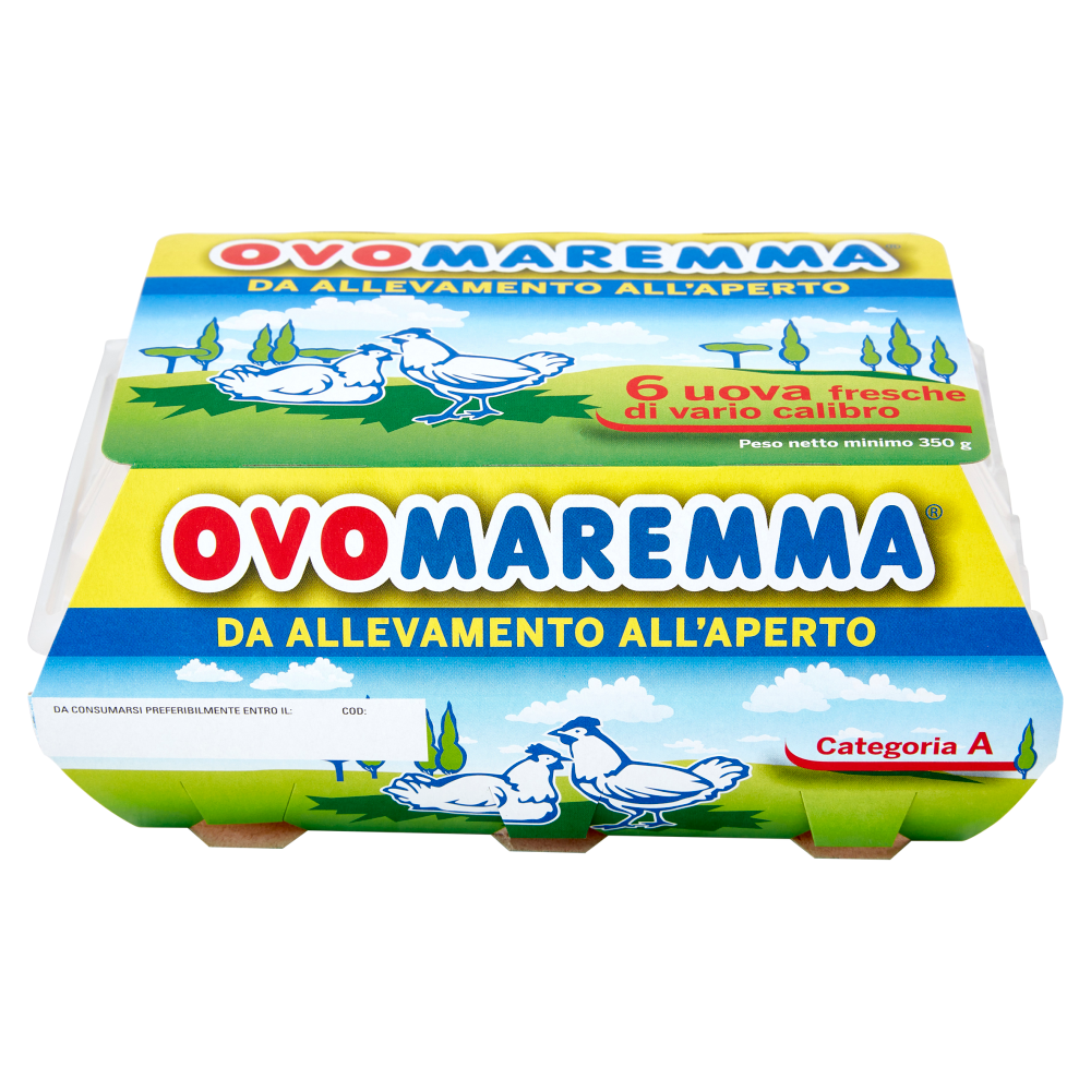 Ovomaremma 6 uova fresche di vario calibro da Allevamento all'Aperto 350 g