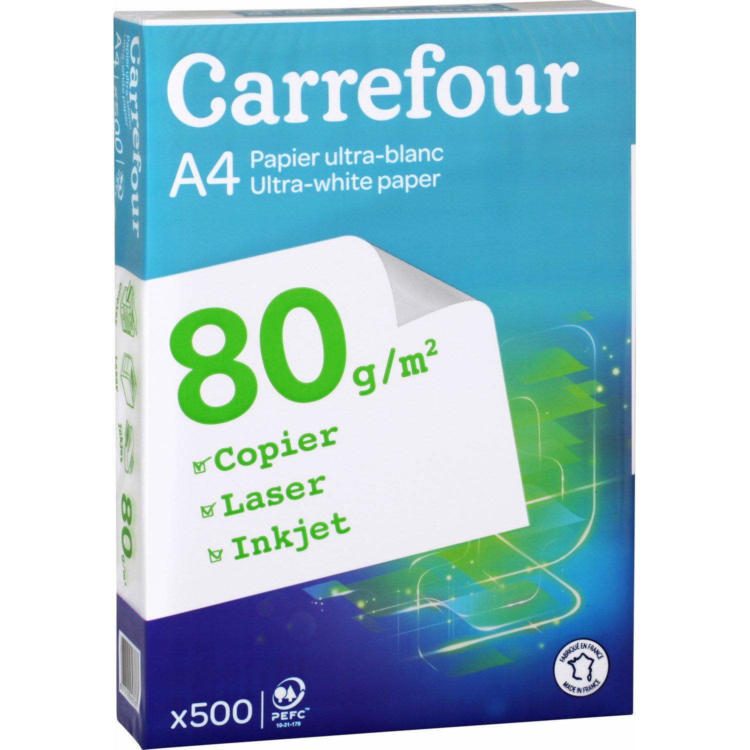 Carrefour A4 carta inkjet A4 80g (210x297 mm) 500 fogli bianco