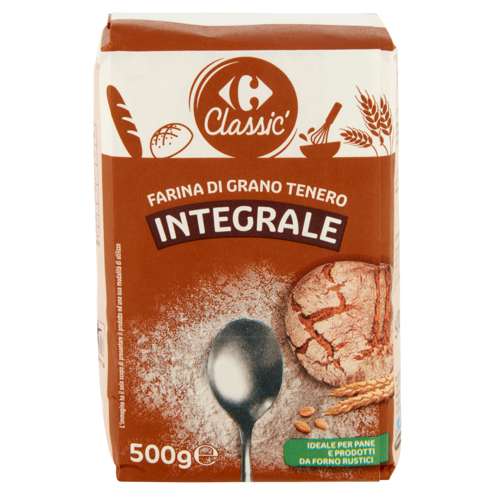 Carrefour Classic Farina di Grano Tenero Integrale 500 g