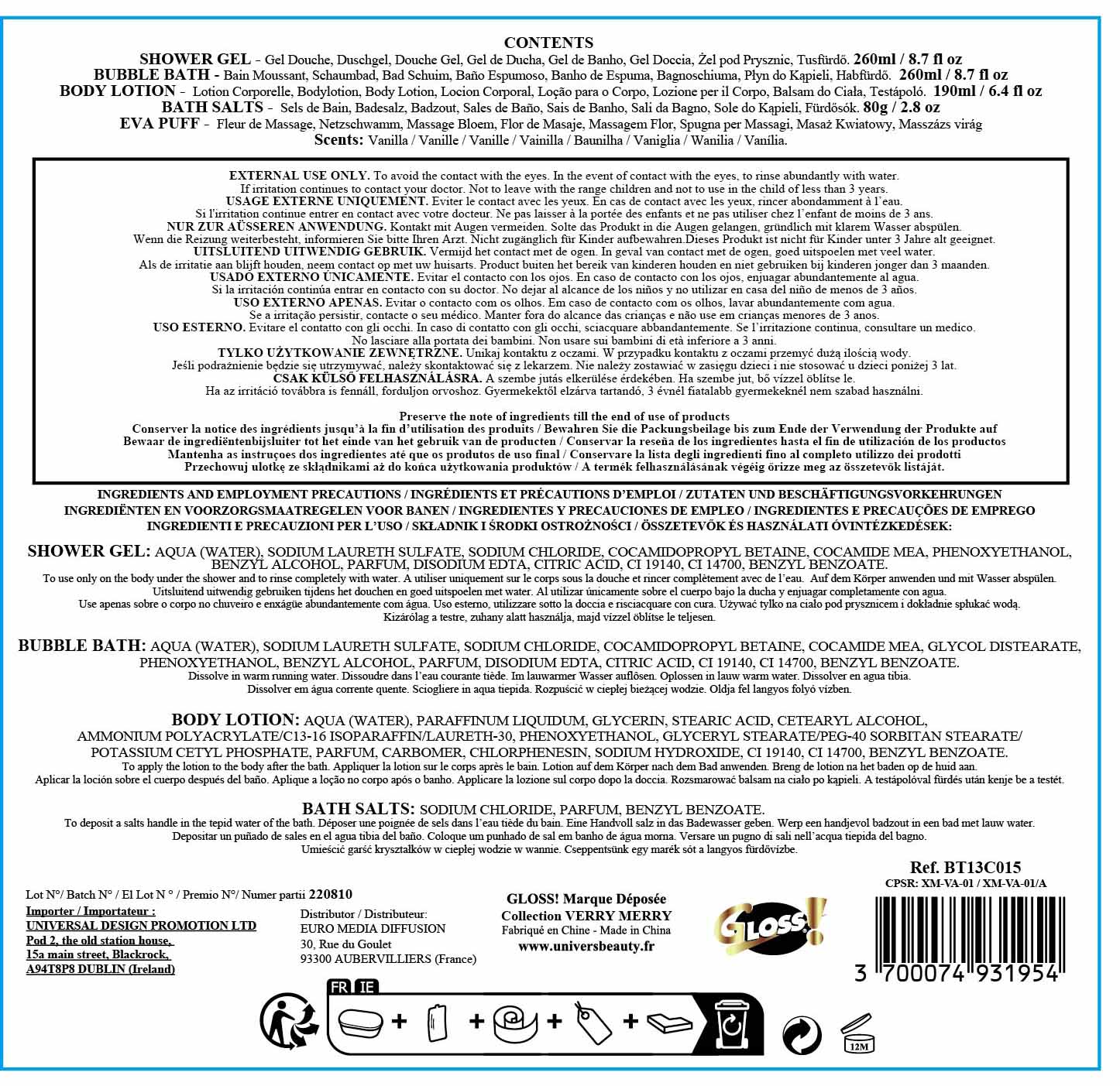 Bathtub bagno Gold Verry Merry 