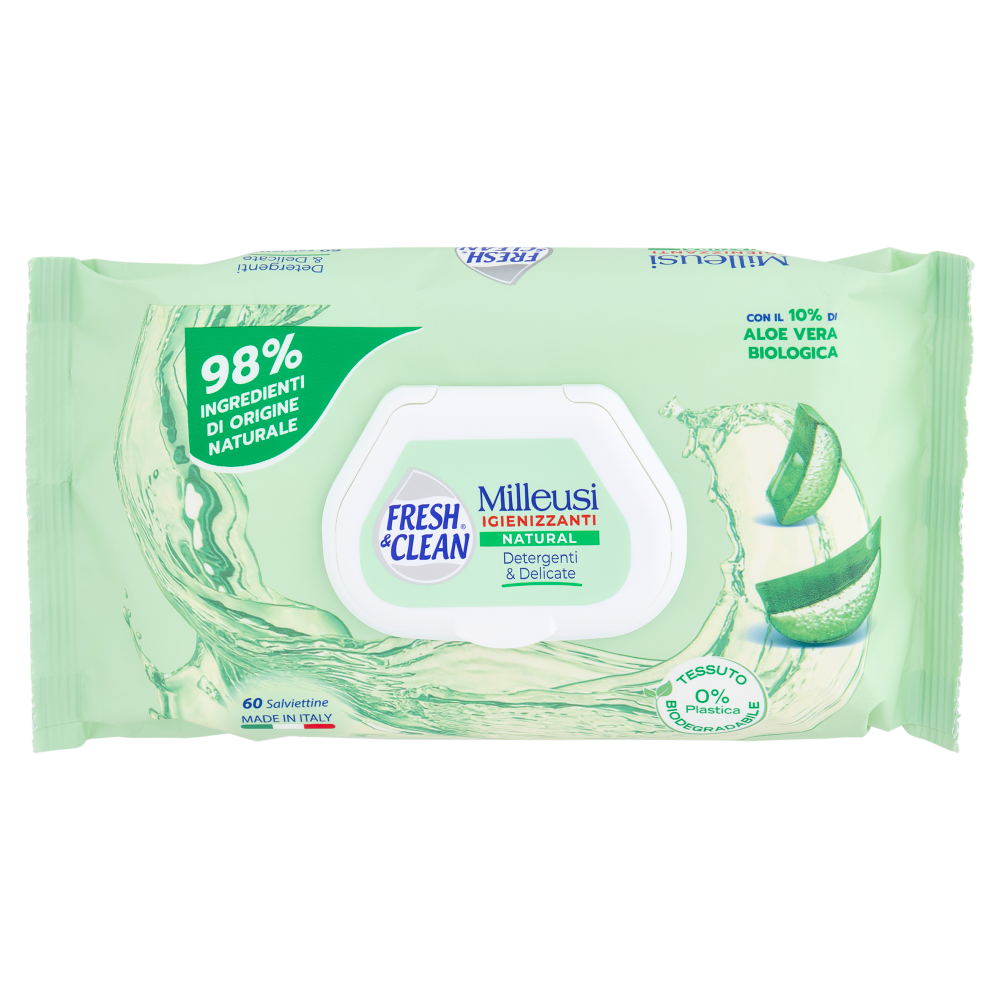 Fresh & Clean Salviettine Milleusi Igienizzanti Natural 60 pz