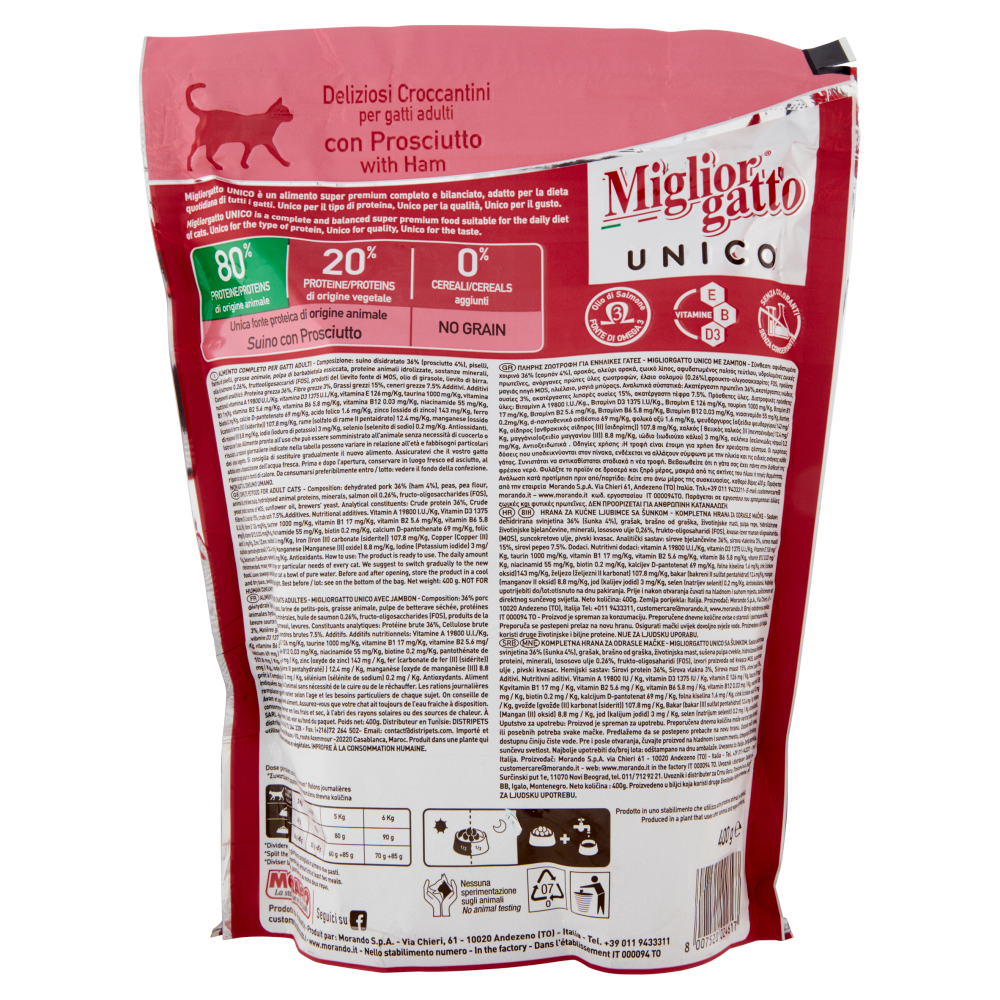 Migliorgatto Unico Deliziosi Croccantini con Prosciutto 400 g
