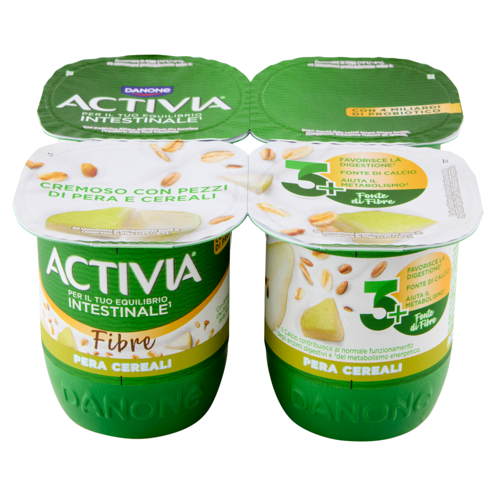 ACTIVIA Fibre Yogurt con Probiotico Bifidus, gusto Pere e Cereali, 4x125g