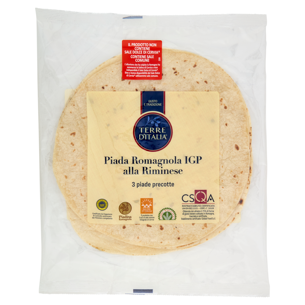 Terre d'Italia Piada Romagnola IGP alla Riminese 3 x 120 g