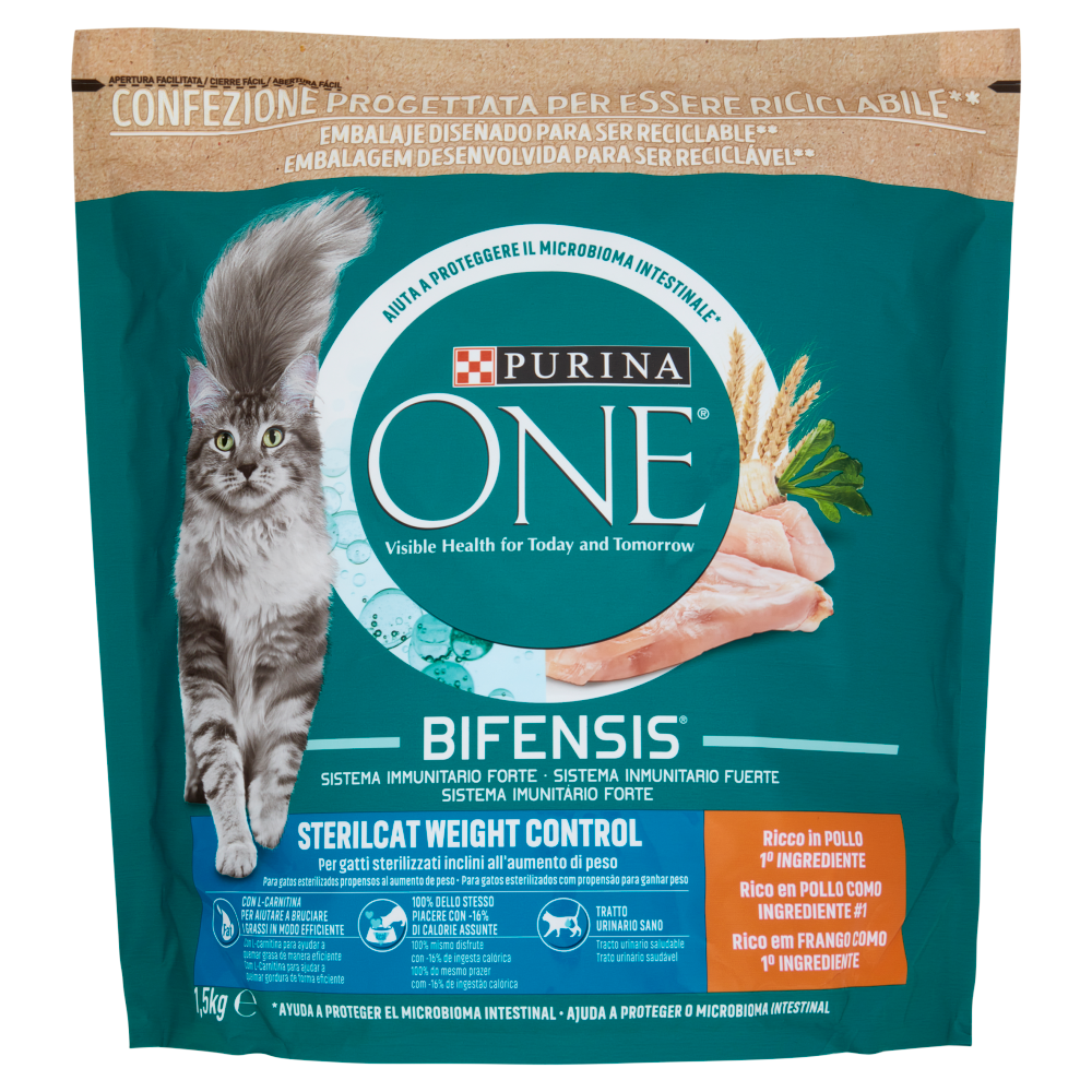 PURINA ONE Bifensis Sterilcat Controllo del Peso Pollo e Cereali Integrali 1,5 kg