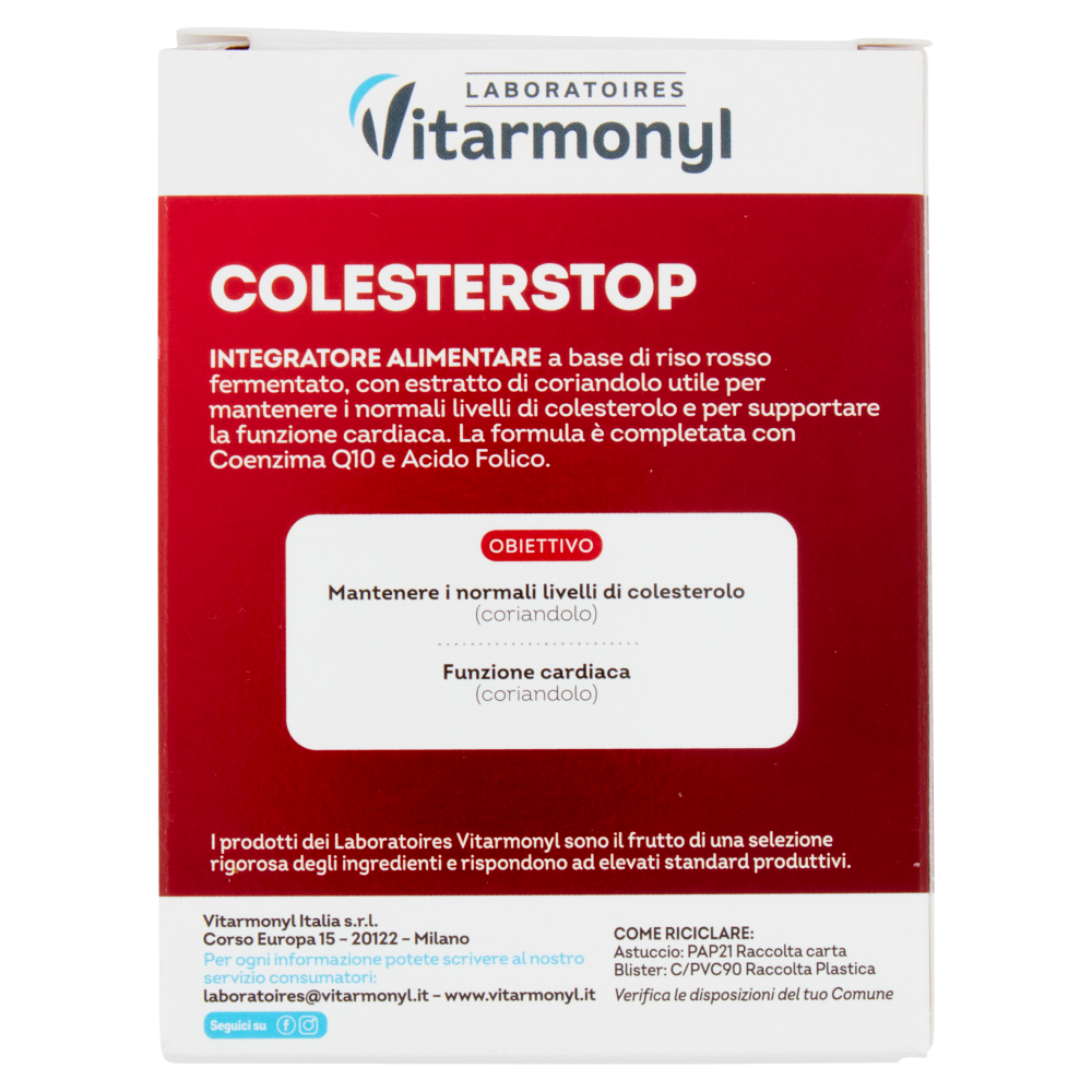 Laboratoires Vitarmonyl Colester Stop Controllo del colesterolo 20 Capsule 7,3 g