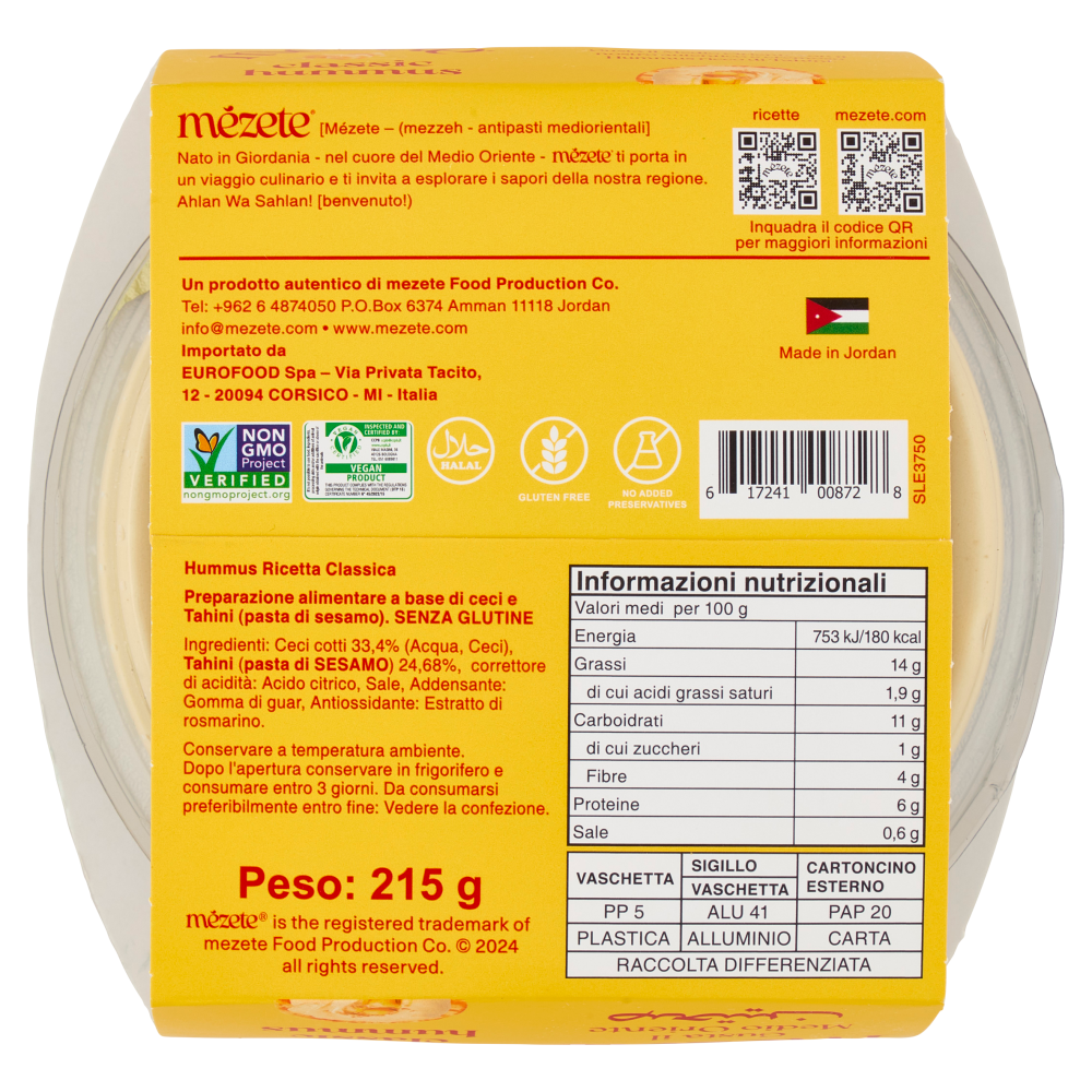 mézete hummus classic 215 g