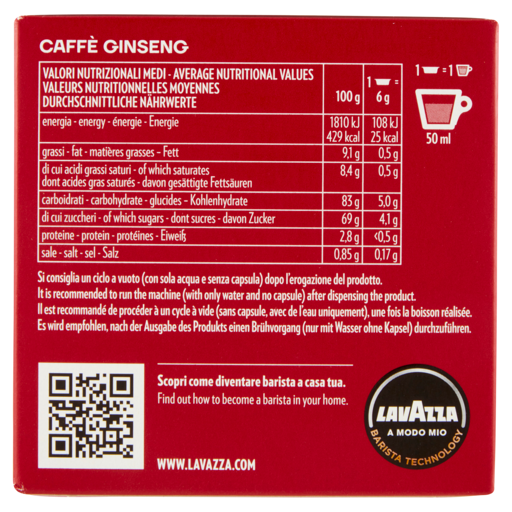 Lavazza A Modo Mio Caffè Ginseng 12 Capsule 72 g
