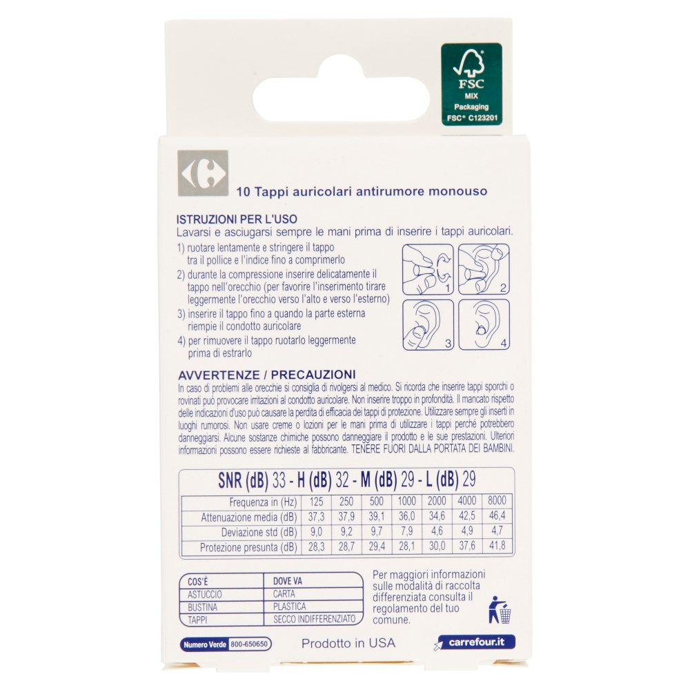 Carrefour Diagnostic Tappi auricolari morbidi antirumore 10 pz