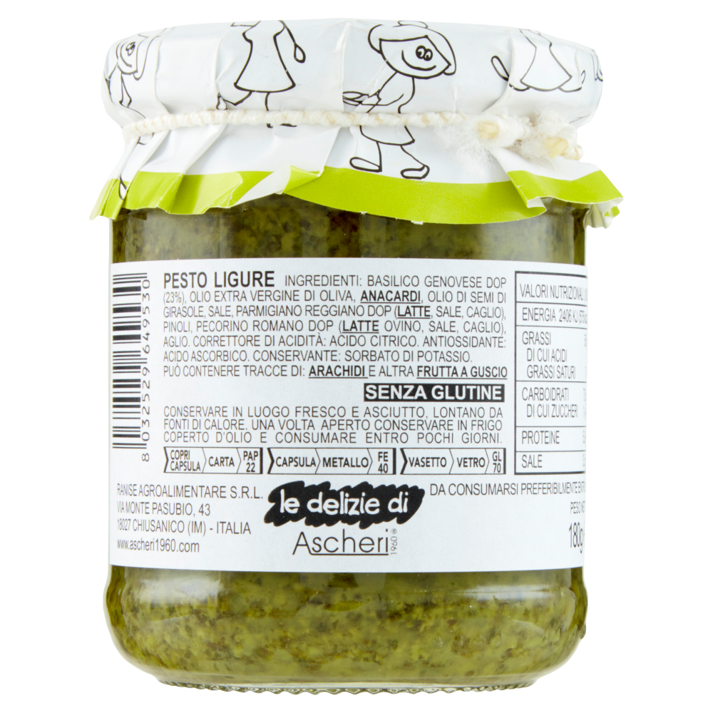 le delizie di Ascheri 1960 pesto ligure con basilico genovese dop 180 g