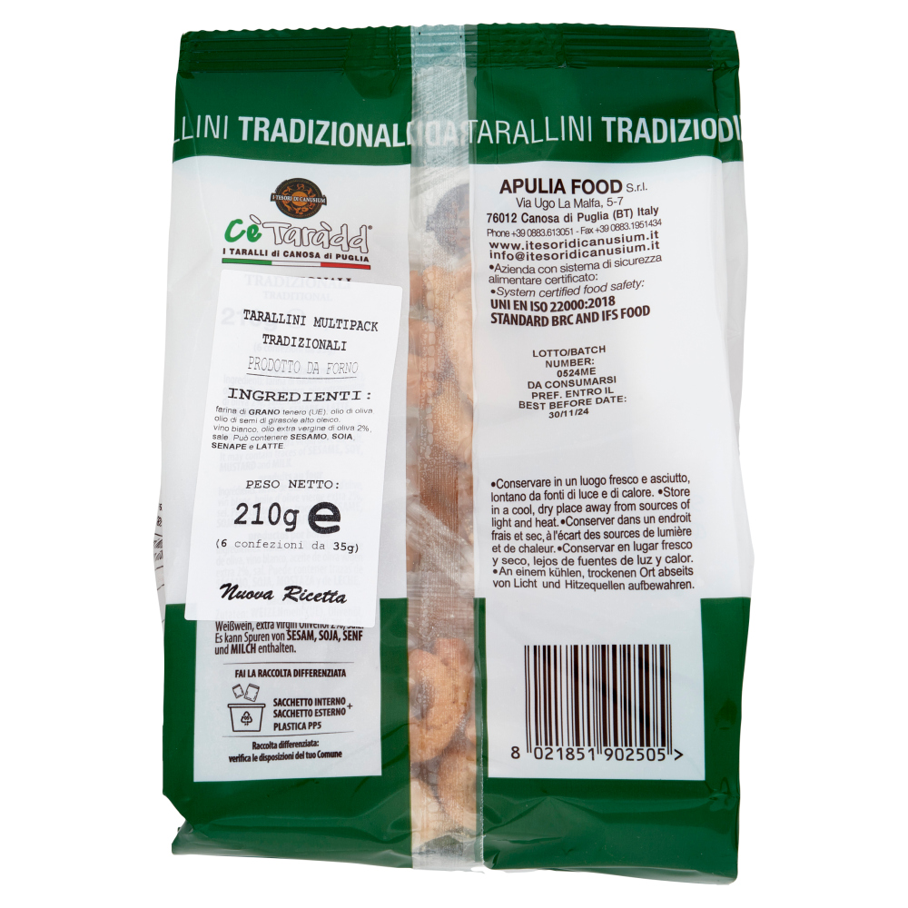 Cè Taràdd i Taralli di Canosa di Puglia Tradizionali 6 x 35 g