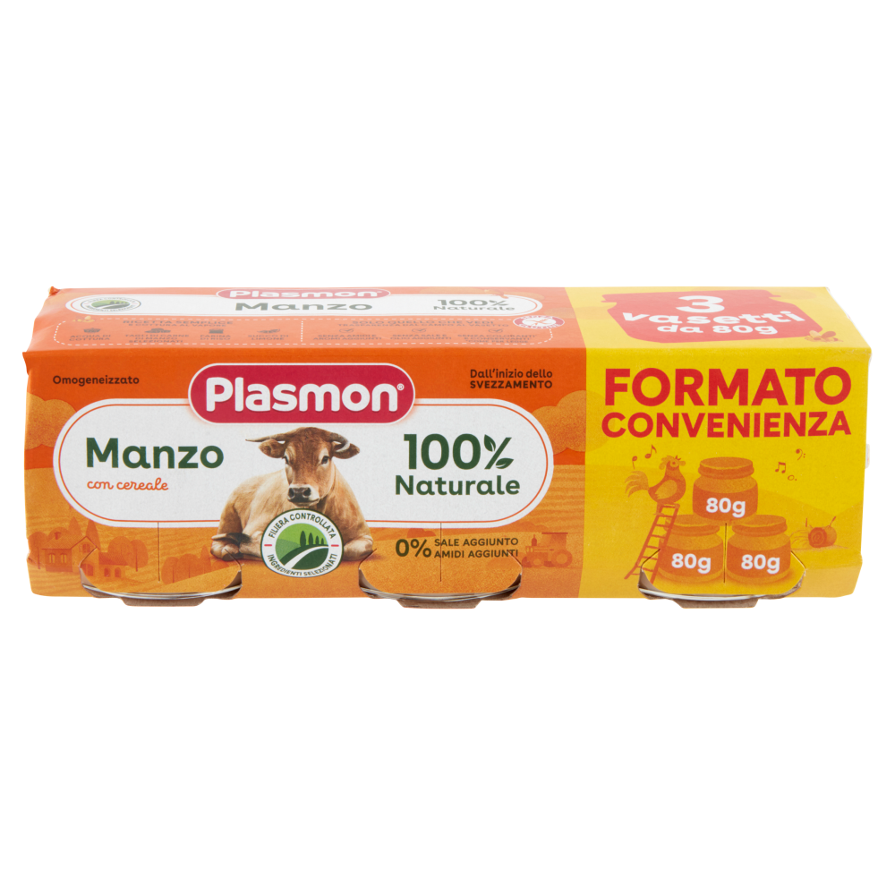 Plasmon Omogeneizzato Manzo con cereale 3 x 80 g