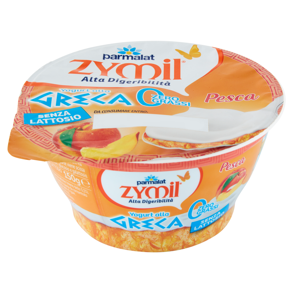 ZYMIL Alta Digeribilità Senza Lattosio Yogurt alla Greca Zero Grassi Pesca 150 g