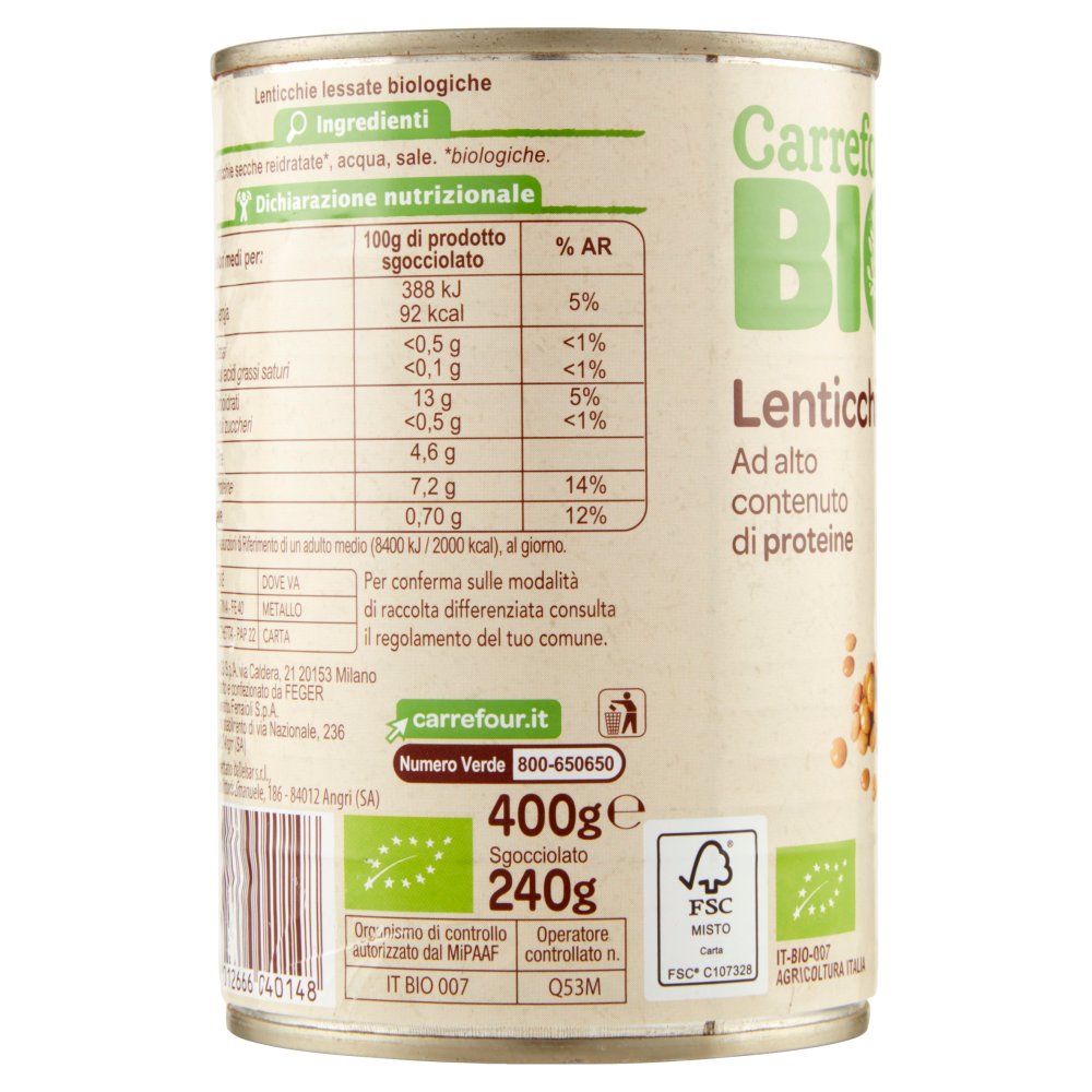 Carrefour Bio Lenticchie 400 g