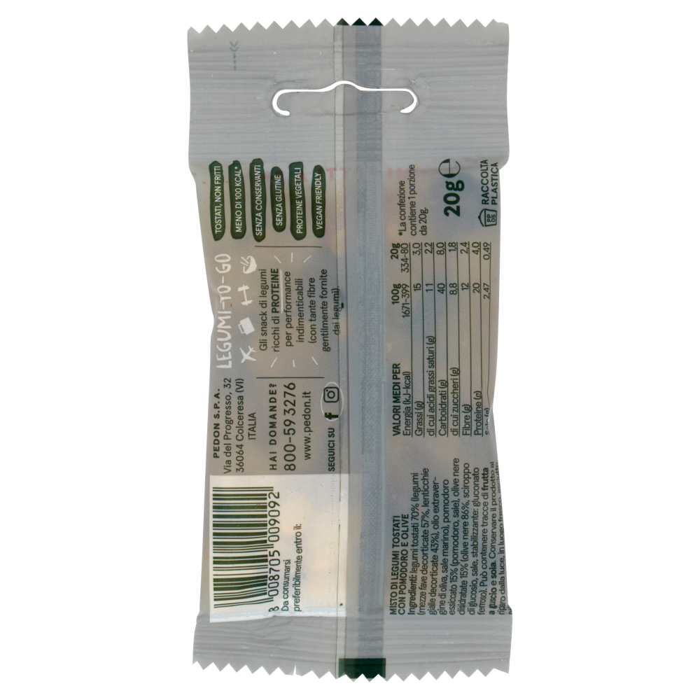 pedon I Legumi Fatti a Snack Fave e Lenticchie con Pomodoro & Olive 20 g