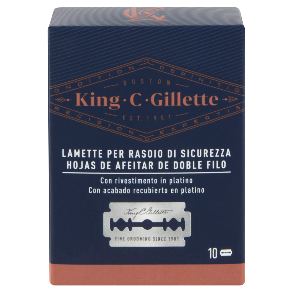 King C. Gillette Lame di Ricambio per Rasoio di Sicurezza da Uomo 10 Ricariche