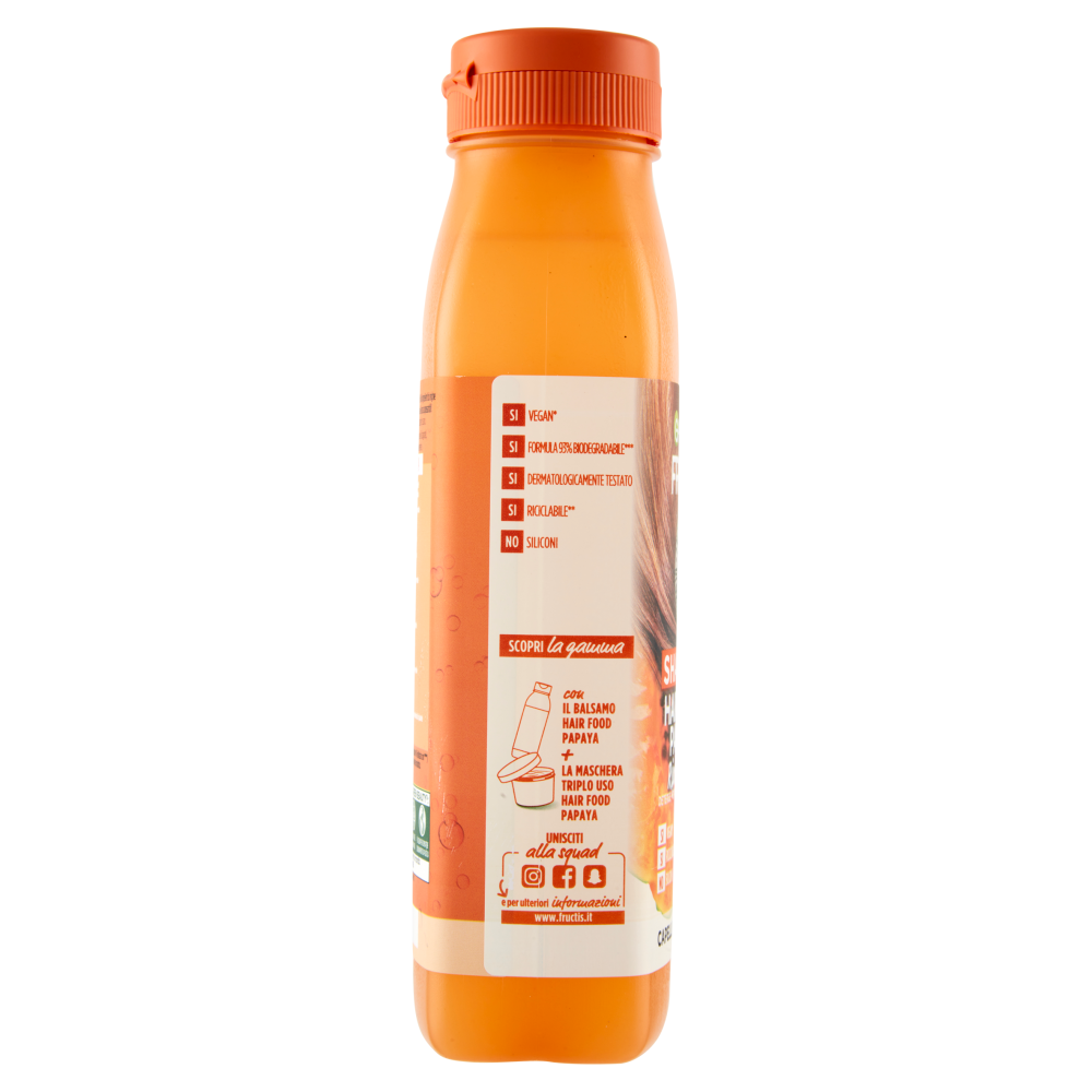 Garnier Fructis Hair Food, Shampoo riparatore alla papaya per capelli danneggiati, 350 ml