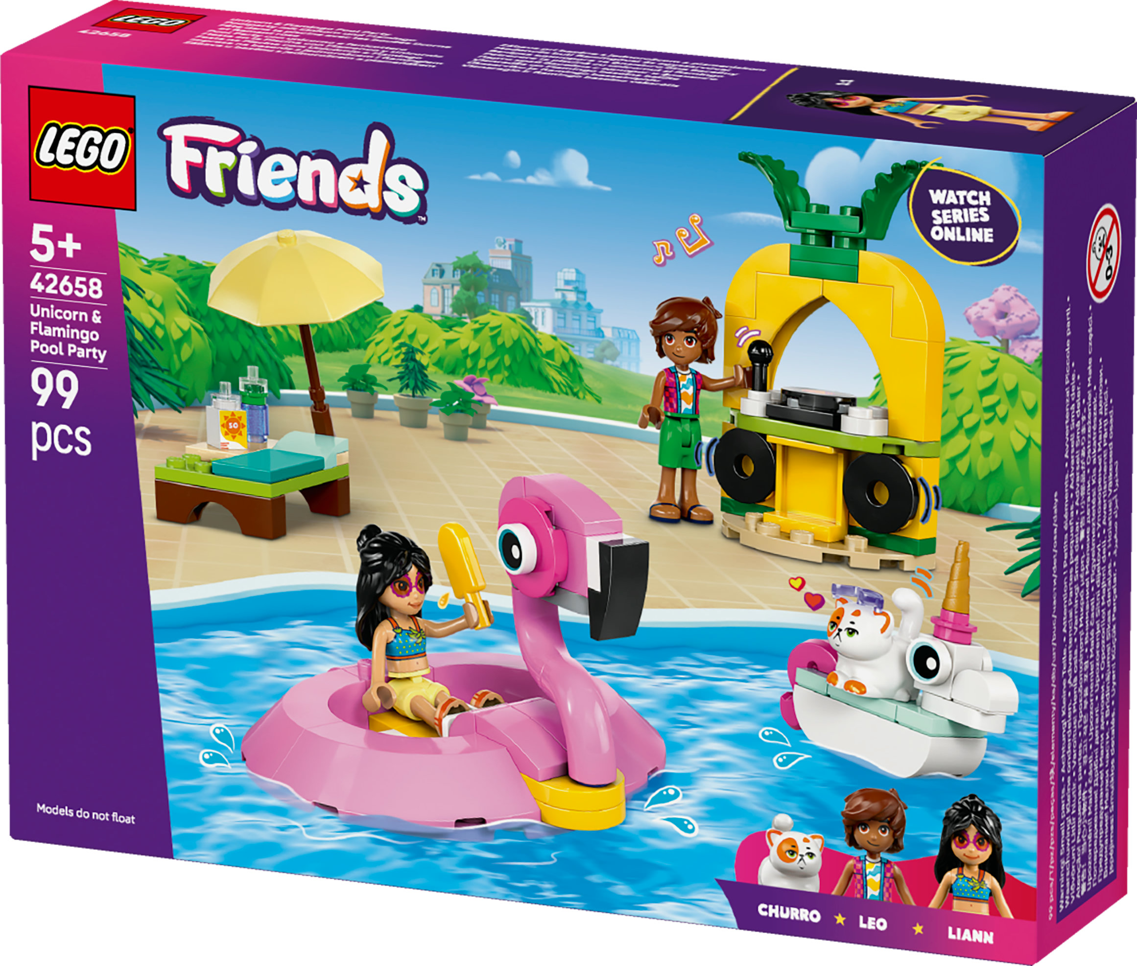 LEGO Friends Pool Party con unicorno e fenicottero