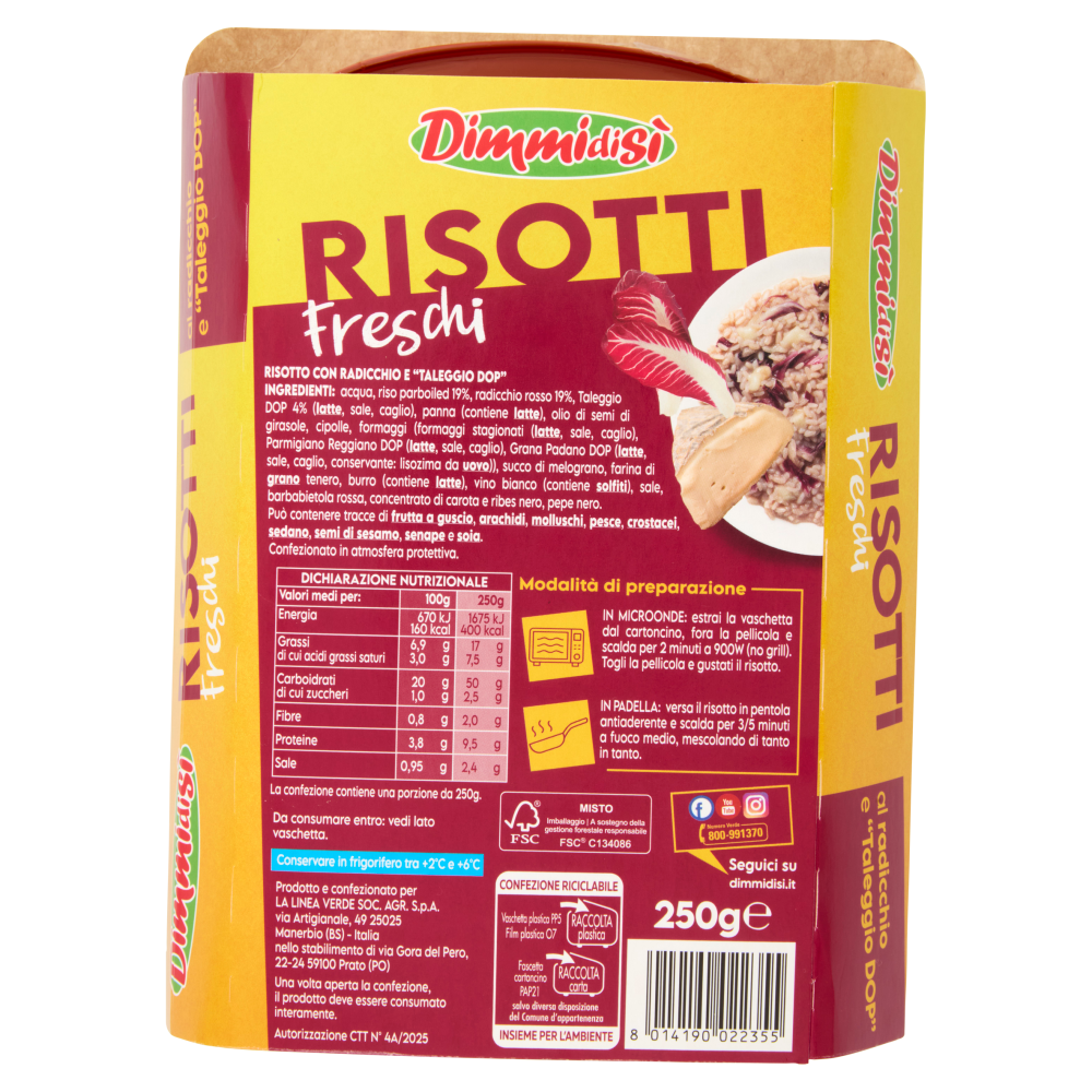 DimmidiS&igrave; Risotti Freschi al radicchio e "Taleggio DOP" 250 g