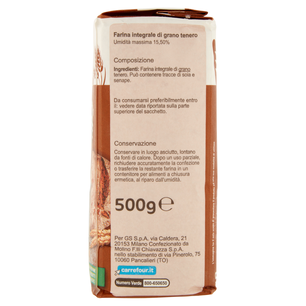 Carrefour Classic Farina di Grano Tenero Integrale 500 g