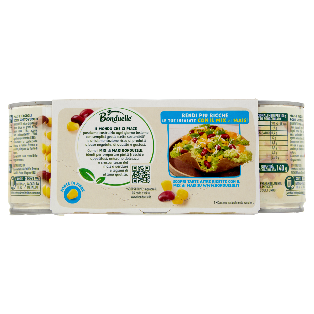 Bonduelle Mais Mix Mais e Fagioli Rossi 3 x 170 g