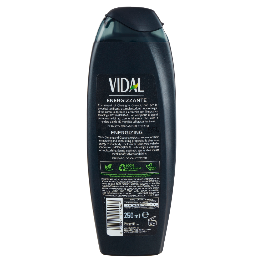 Vidal Energy & Sport Doccia Shampoo Ginseng e Guaranà 250 ml