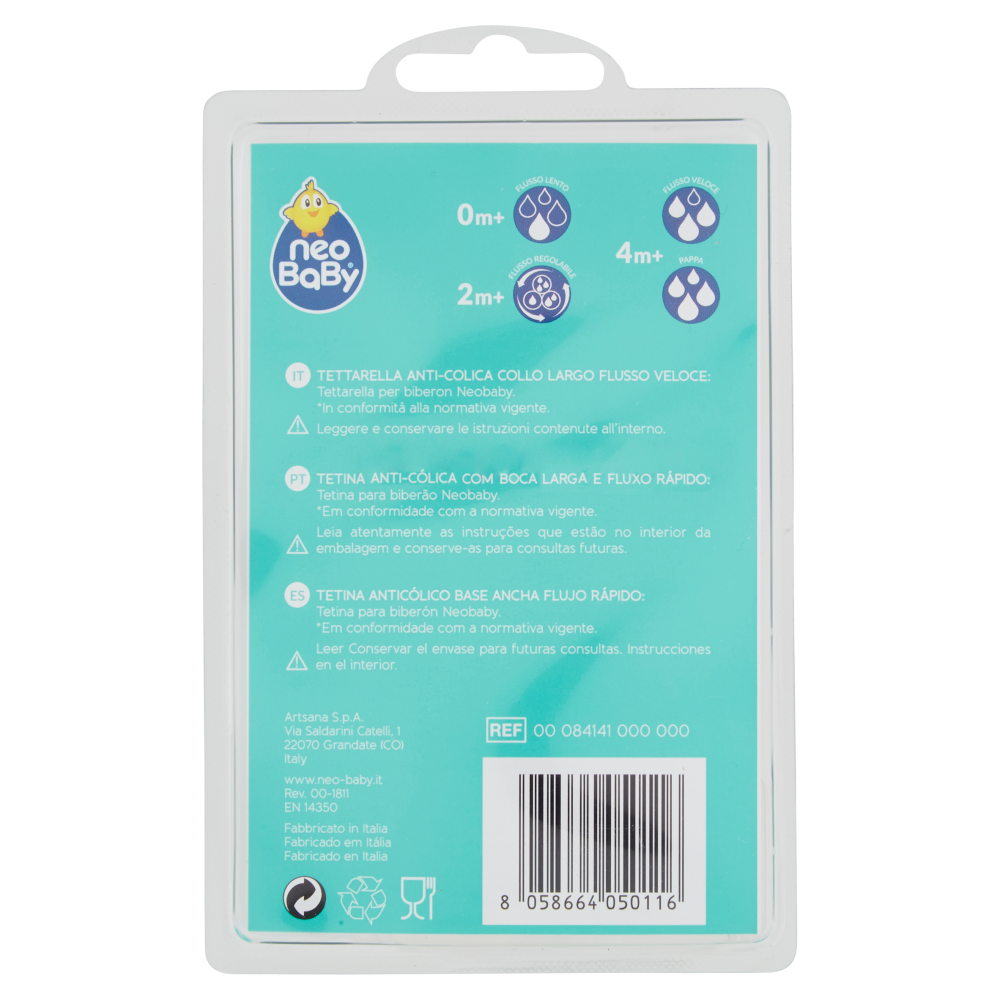 Tettarella In Silicone Neobaby Flusso Veloce - 2 Pezzi Per Bambini Da 4 Mesi In Su, Anticolica - Foto 2