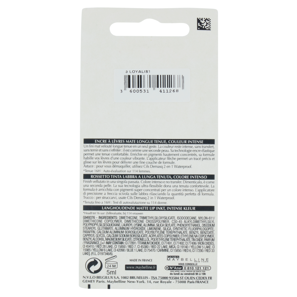 Maybelline New York Tinta Labbra SuperStay Matte Ink, Rossetto Liquido a Lunga Tenuta, 5 Loyalist