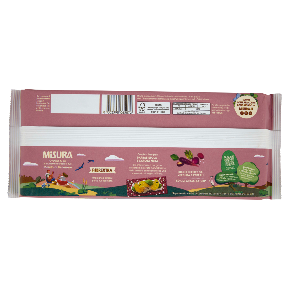 Misura Fibrextra Crackers Integrali Barbabietola e Carota Nera 385 g