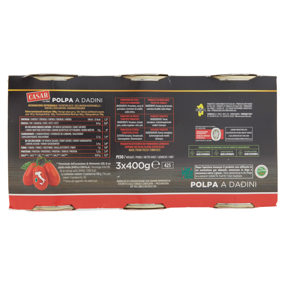 Casar Polpa a Dadini 3 x 400 g