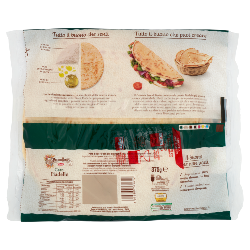 Mulino Bianco Gran Piadelle ideale per Piadina 375g