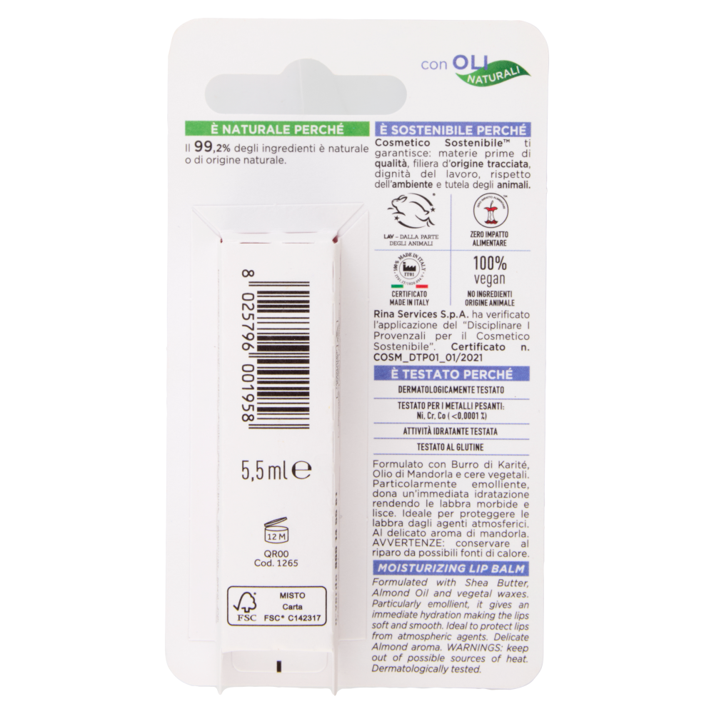 I Provenzali Stick Labbra Vegetale Mandorle Dolci Idratante 5,5 ml