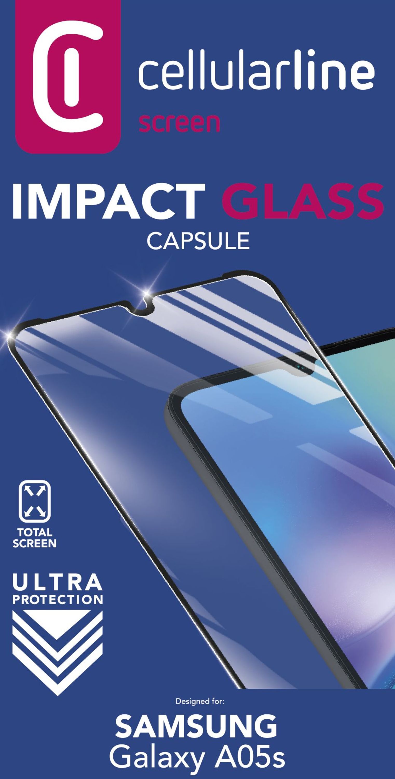 Cellularline Impact Glass Capsule - Galaxy A05s Vetro temperato resistente da bordo a bordo
