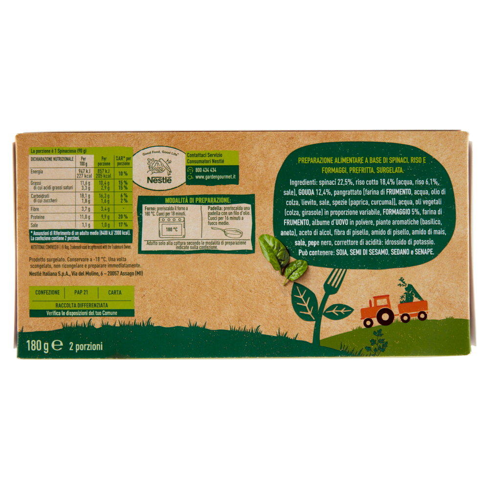 GARDEN GOURMET Spinaciosa Vegetariana Surgelata 180 g