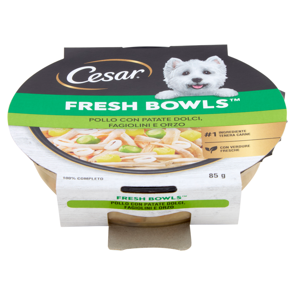 Cesar Fresh Bowls Cibo umido Cane Pollo Patate dolci 85 g
