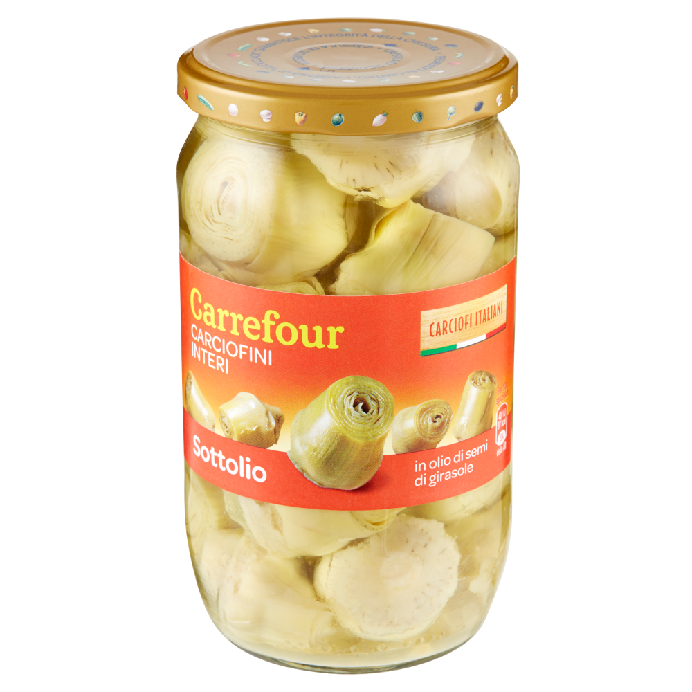 Carrefour Sottolio Carciofini Interi in olio di semi di girasole 670 g