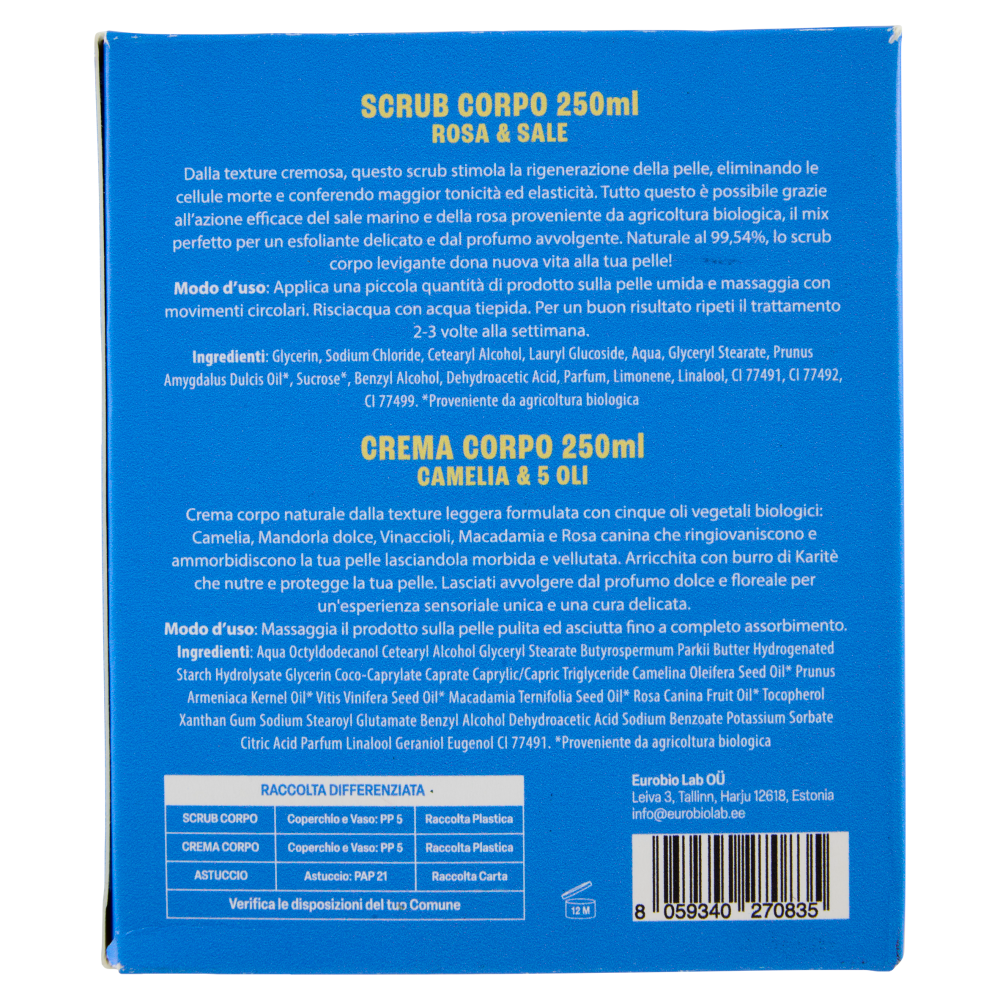 organic shop Scrub Corpo Rosa e Sale 250 ml + Crema Corpo Camelia e 5 Oli 250 ml