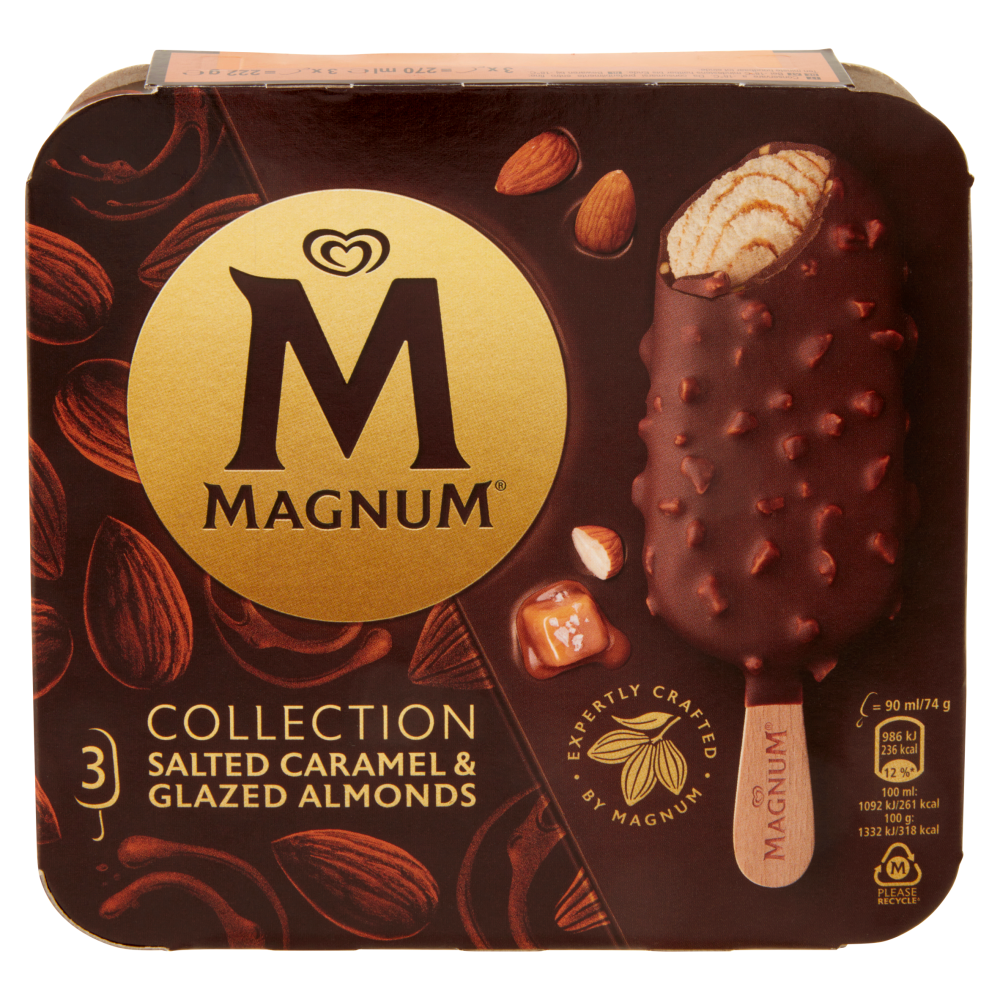 Magnum Collection Salted Caramel & Glazed Almonds 3 x 74 g Carrefour