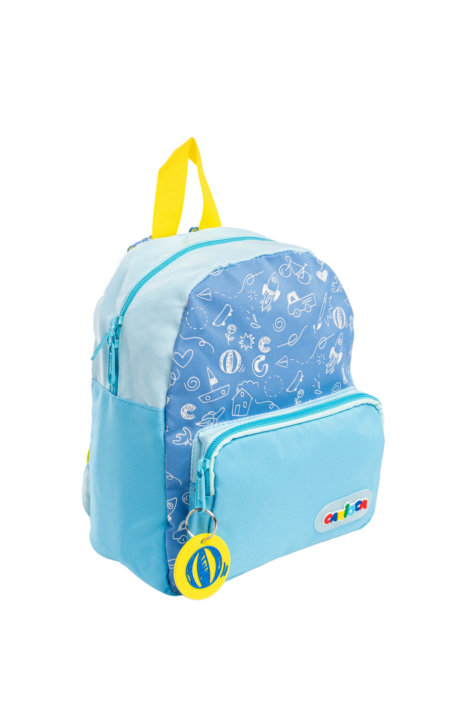 Carioca Zainetto tondo doodle azzurro - riciclato