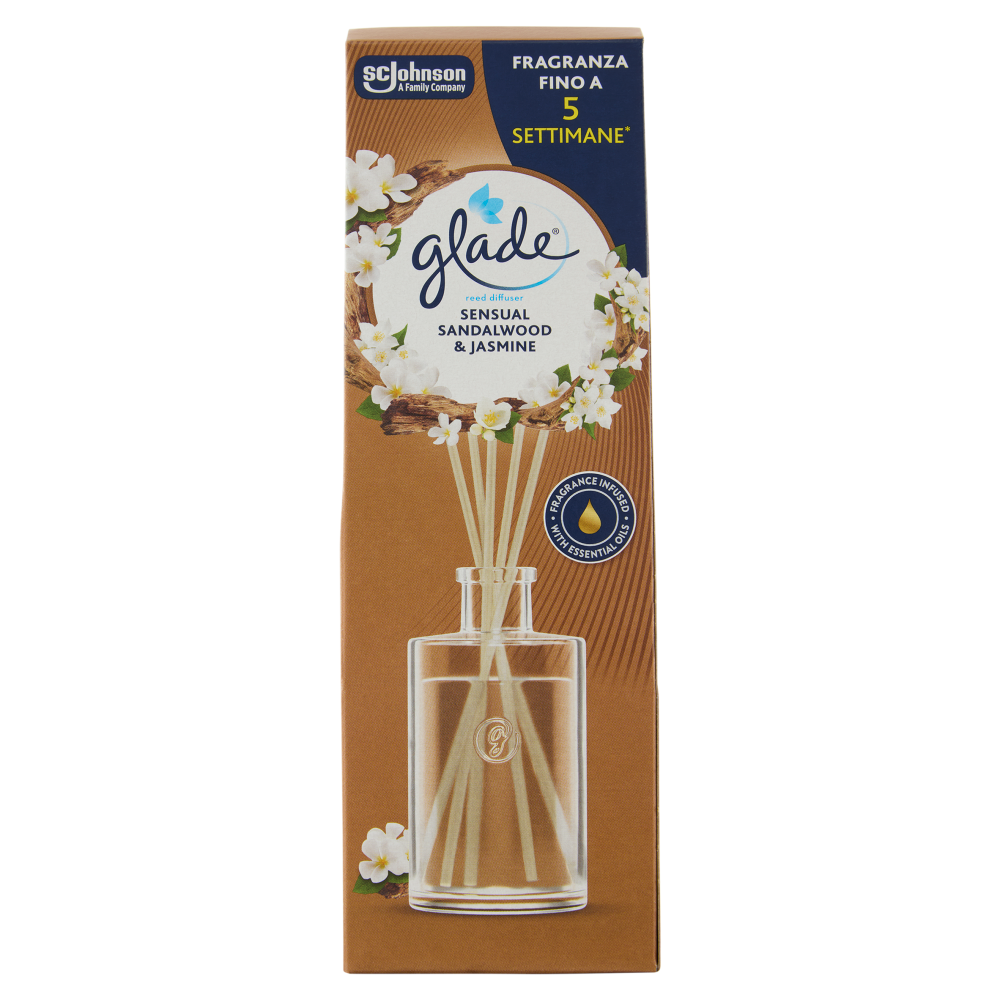 Glade Diffusore a Bastoncini, Fragranza Sensual Sandalwood & Jasmine 50 ml